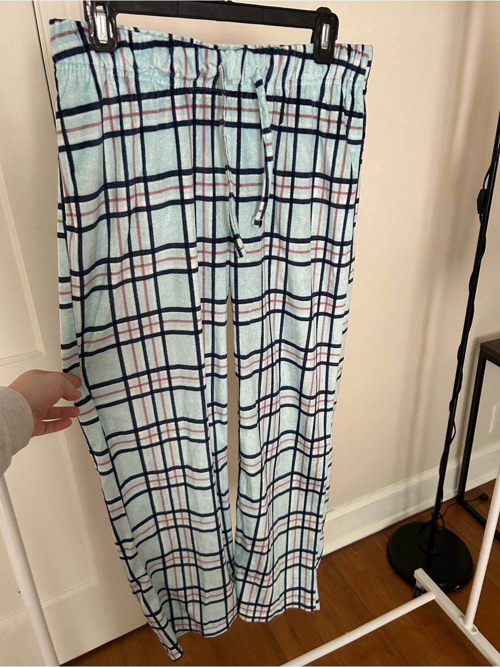 Women’s Light Blue Plaid Pajama Pants - Soft Cozy Sleepwear